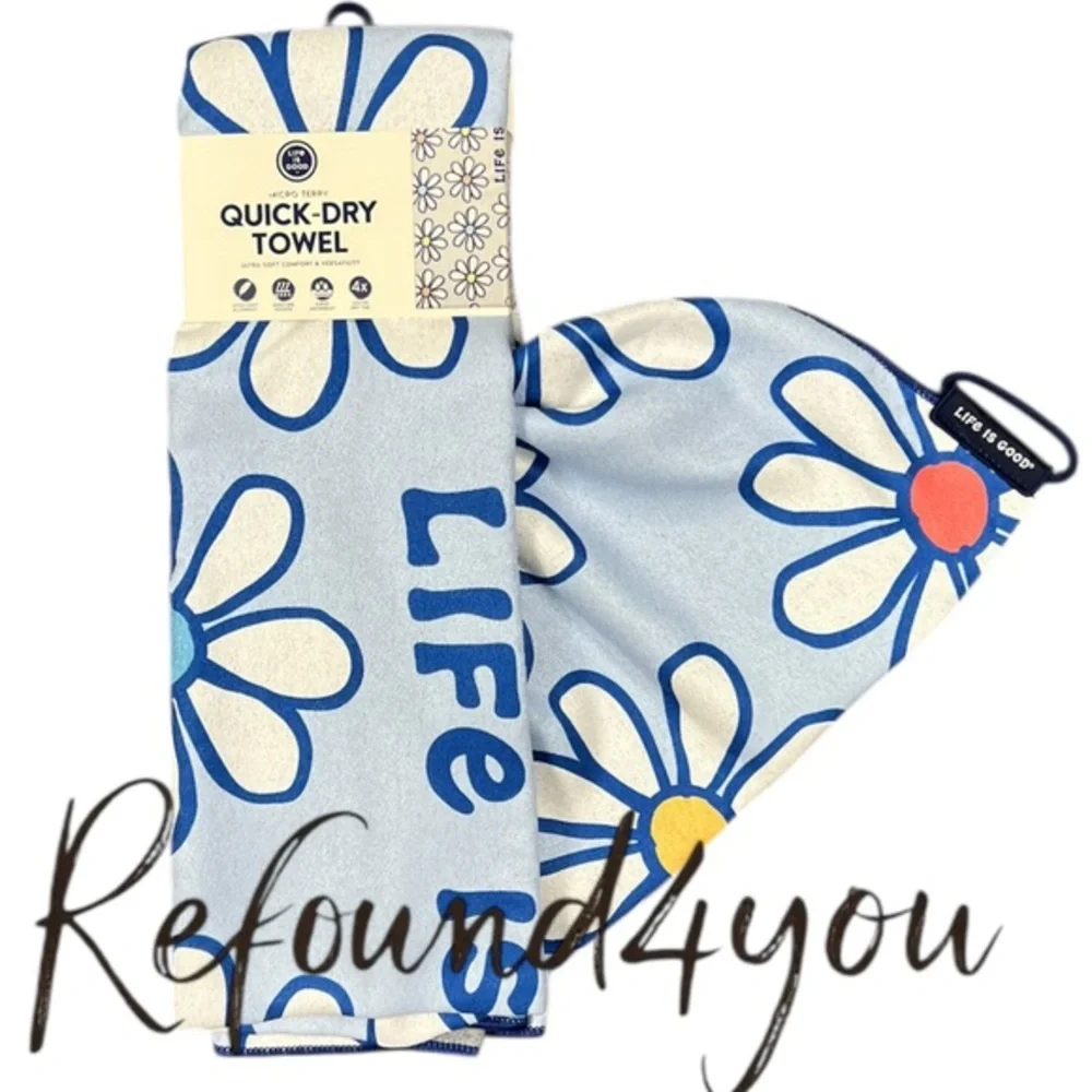 Life Is Good - ‘Blue Daisy’ Quick-Dry Towel. 72.5“ x 30“. NWT Firm! Last one! - Picture 1 of 2